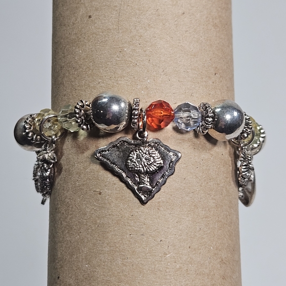 Silver Charm Bracelet with South Carolina themed charms - Picture 1 of 5